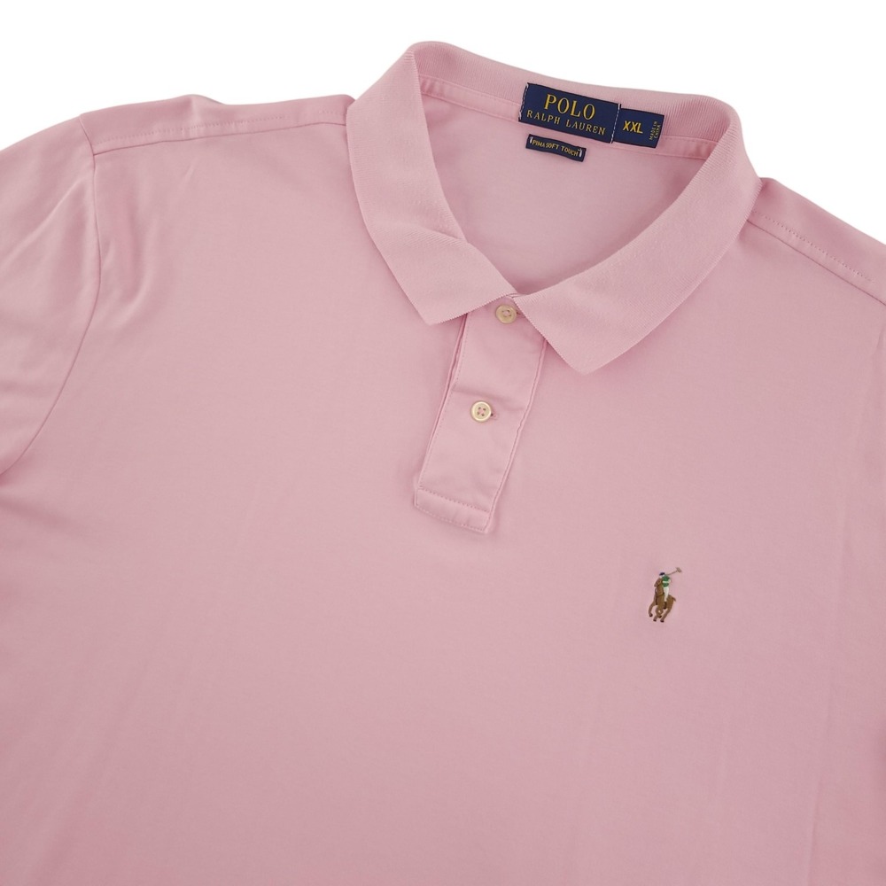 Polo Ralph Lauren Polo Shirt Mens 2XL Pink Solid Pima Soft Touch Casual Top